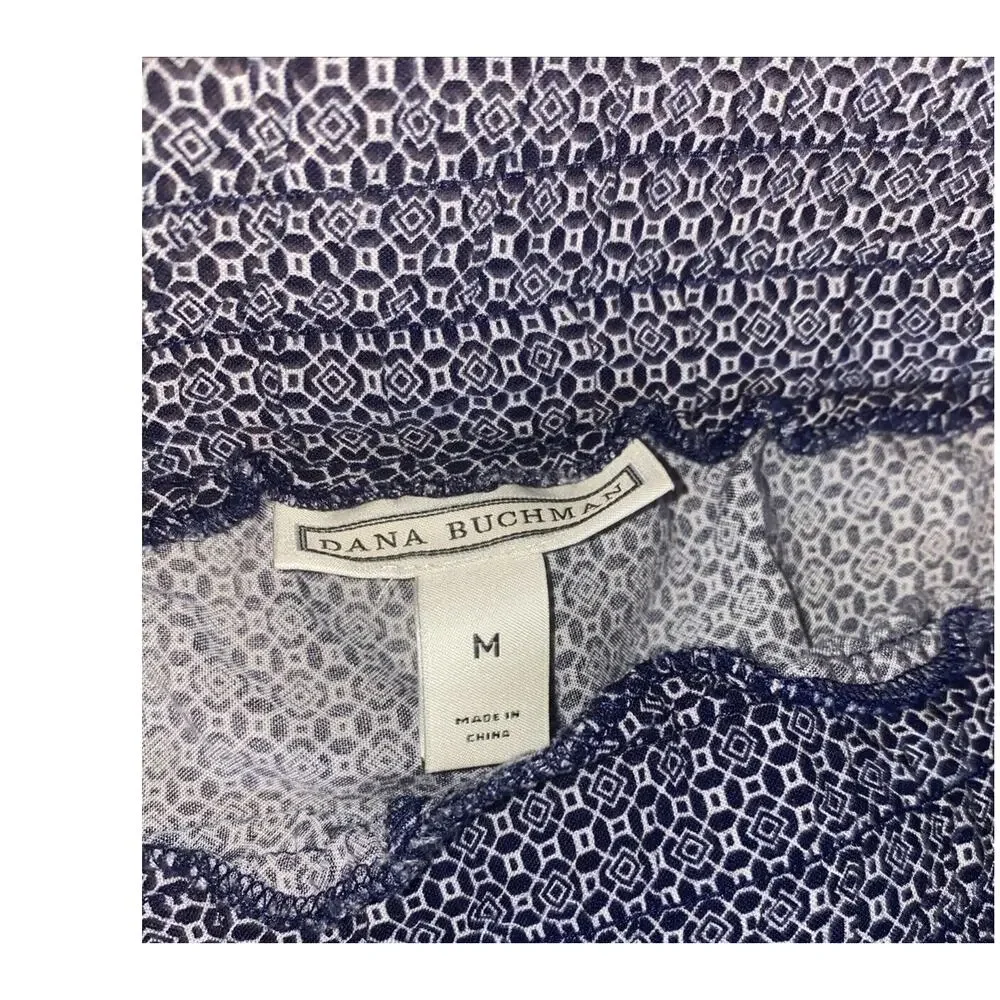 Dana Buchman Navy Medallion Capri Pull On Pants Medium Flowy Soft